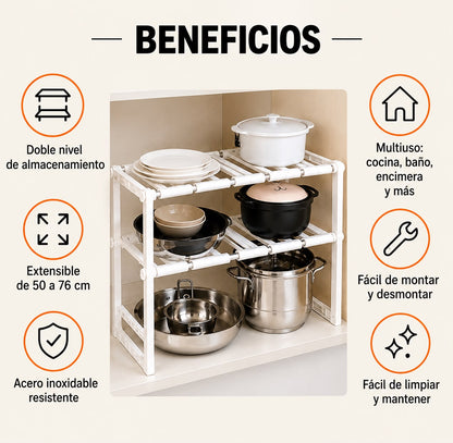 Organizador Doble de Acero Inoxidable