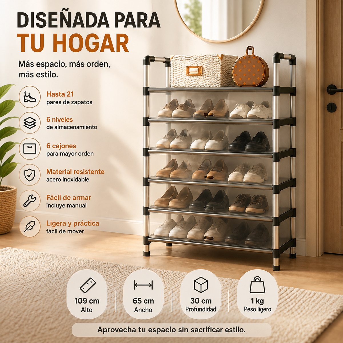 Organizador de zapatos  6 niveles