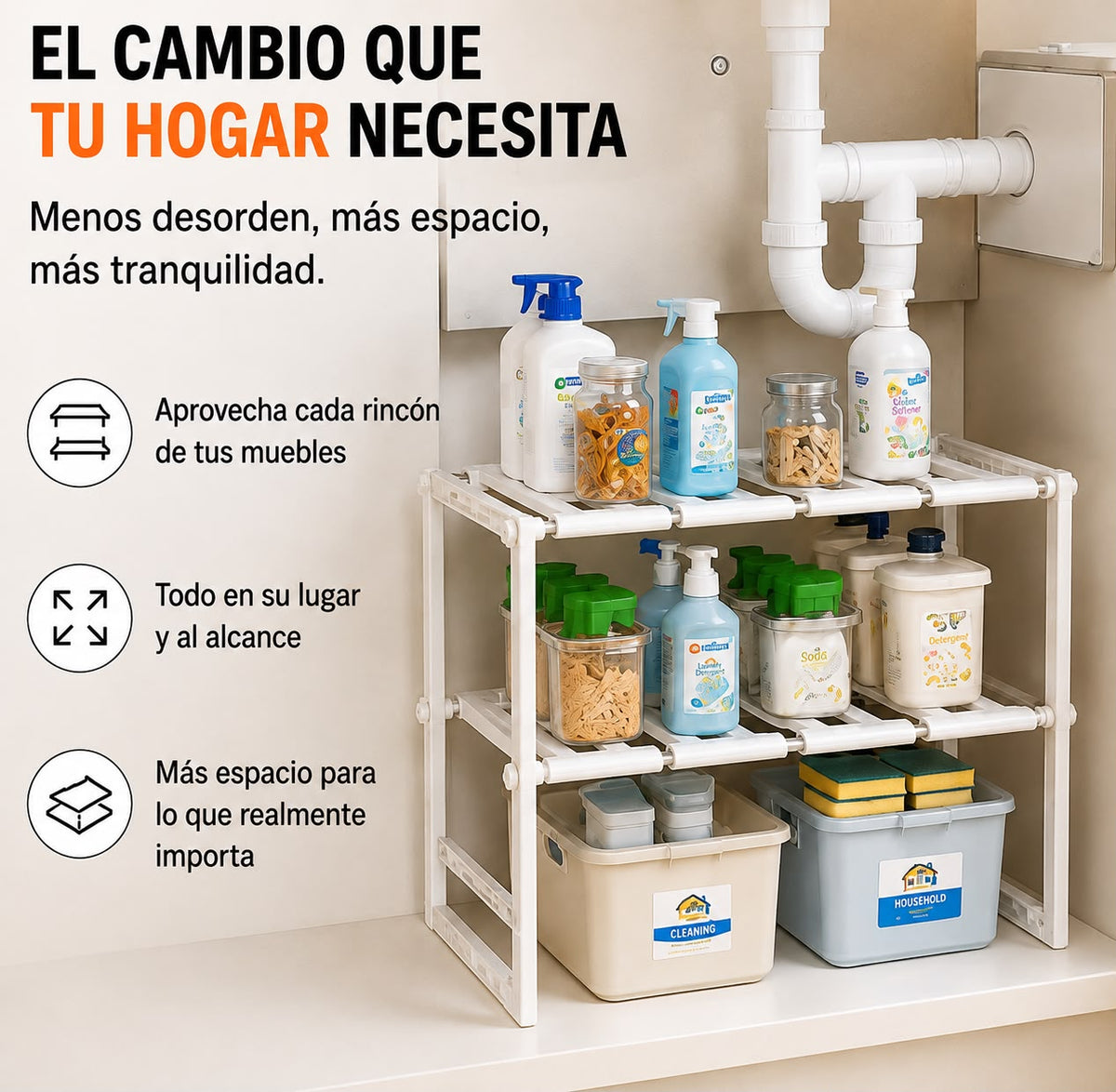 Organizador Doble de Acero Inoxidable