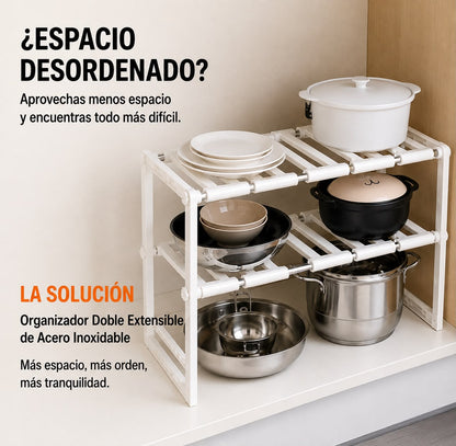 Organizador Doble de Acero Inoxidable